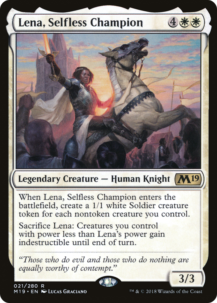 Lena, Selfless Champion (M19-021) - Core Set 2019 - Premium MTG Single from Wizards of the Coast - Just $0.08! Shop now at Game Crave Tournament Store