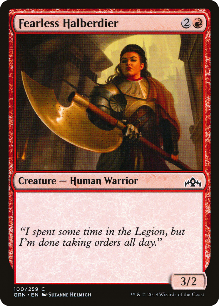 Fearless Halberdier (GRN-100) - Guilds of Ravnica Foil - Premium MTG Single from Wizards of the Coast - Just $0.08! Shop now at Game Crave Tournament Store