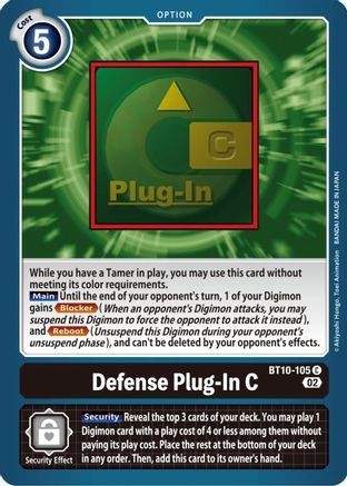 Defense Plug-In C (BT10-105) - Xros Encounter - Premium Digimon Single from Bandai - Just $0.25! Shop now at Game Crave Tournament Store