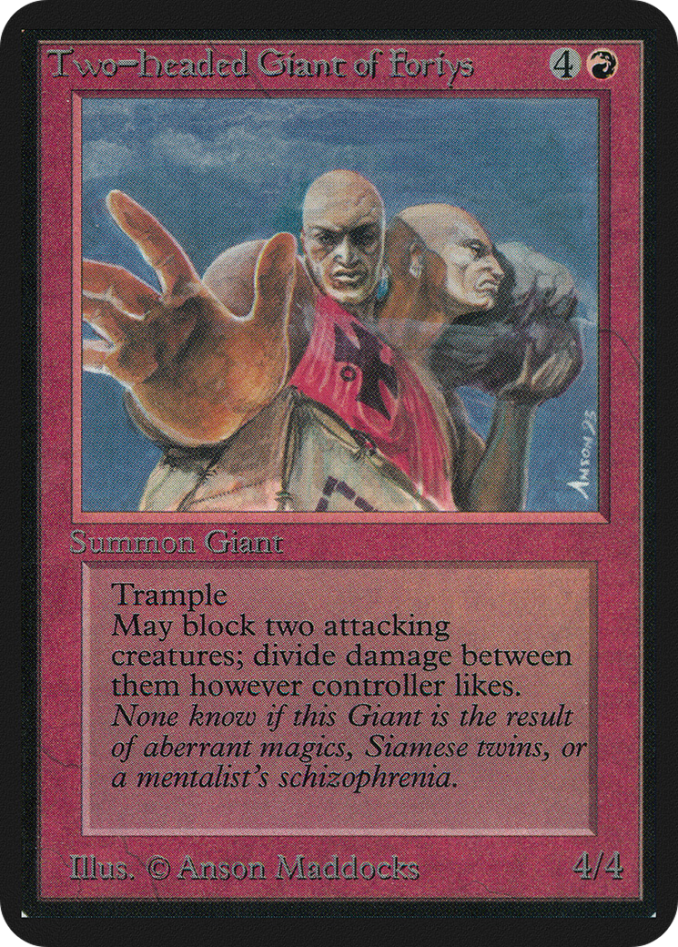 Two-Headed Giant of Foriys (LEA-179) - Limited Edition Alpha - Premium MTG Single from Wizards of the Coast - Just $62.27! Shop now at Game Crave Tournament Store