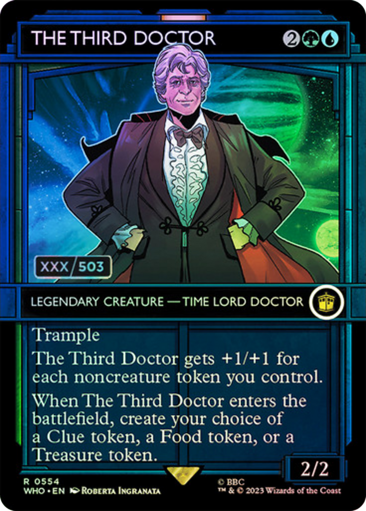 The Third Doctor (WHO-554Z) - Doctor Who: (Showcase) (Borderless) Foil - Premium MTG Single from Wizards of the Coast - Just $195.99! Shop now at Game Crave Tournament Store