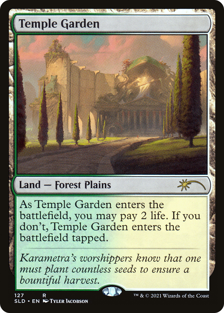 Temple Garden (SLD-127) - Secret Lair Drop - Premium MTG Single from Wizards of the Coast - Just $9.54! Shop now at Game Crave Tournament Store