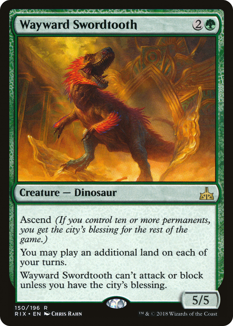 Wayward Swordtooth (RIX-150) - Rivals of Ixalan - Premium MTG Single from Wizards of the Coast - Just $0.57! Shop now at Game Crave Tournament Store