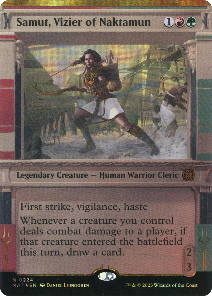 Samut, Vizier of Naktamun (MAT-224) - March of the Machine: The Aftermath: (Showcase) (Borderless) Foil - Premium MTG Single from Wizards of the Coast - Just $5.50! Shop now at Game Crave Tournament Store