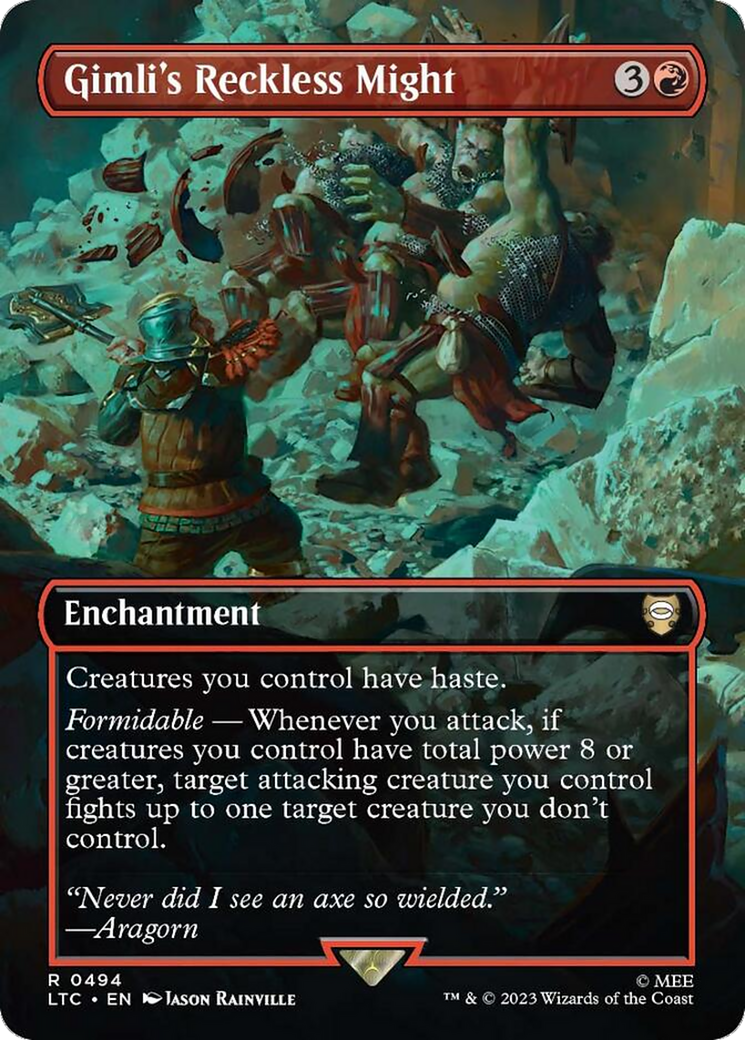 Gimli's Reckless Might (LTC-494) - Tales of Middle-earth Commander (Borderless) - Premium MTG Single from Wizards of the Coast - Just $0.95! Shop now at Game Crave Tournament Store