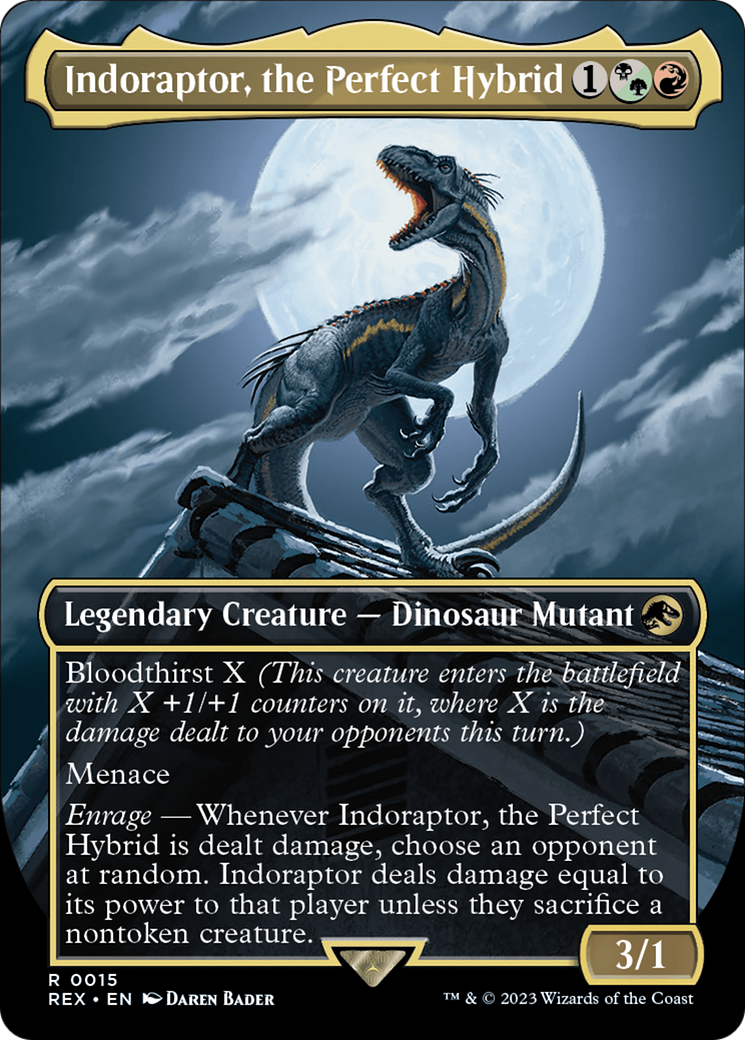 Indoraptor, the Perfect Hybrid (REX-015) - Jurassic World Collection (Borderless) - Premium MTG Single from Wizards of the Coast - Just $2.89! Shop now at Game Crave Tournament Store