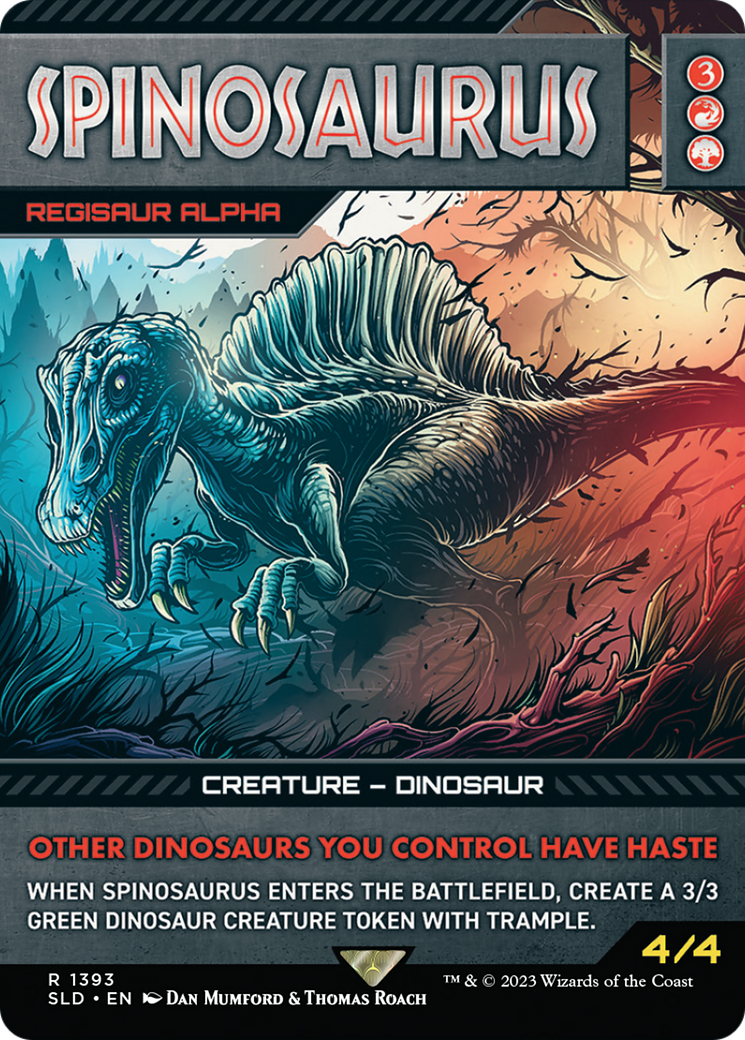 Regisaur Alpha (SLD-1393) - Secret Lair Drop / Spinosaurus (Borderless) - Premium MTG Single from Wizards of the Coast - Just $4.65! Shop now at Game Crave Tournament Store
