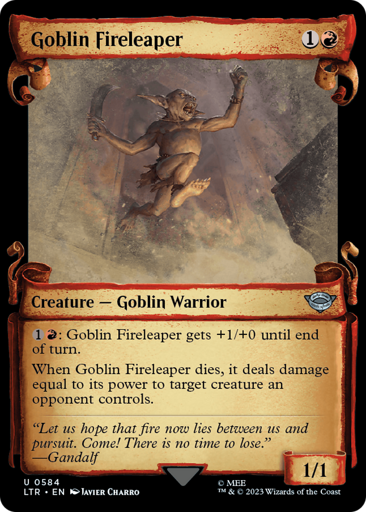 Goblin Fireleaper (LTR-584) - The Lord of the Rings: Tales of Middle-earth: (Showcase) - Premium MTG Single from Wizards of the Coast - Just $0.25! Shop now at Game Crave Tournament Store