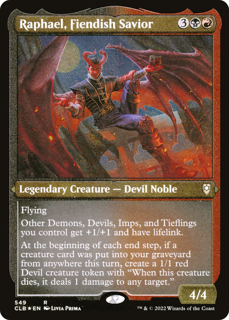 Raphael, Fiendish Savior (CLB-549) - Commander Legends: Battle for Baldur's Gate Etched Foil - Premium MTG Single from Wizards of the Coast - Just $0.25! Shop now at Game Crave Tournament Store