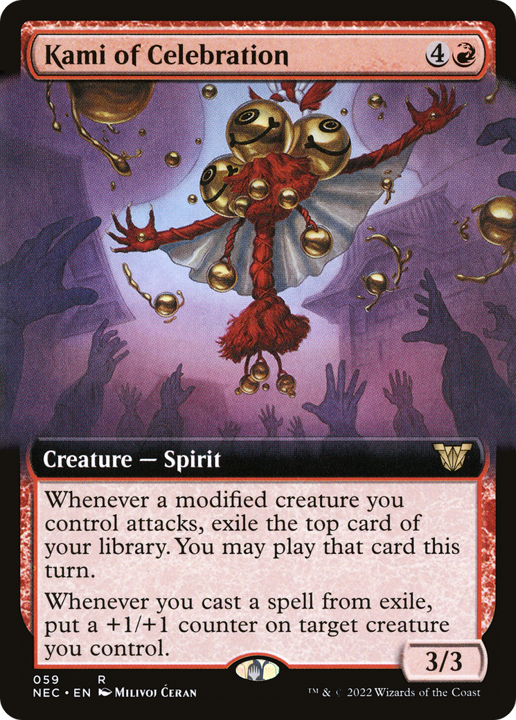 Kami of Celebration (NEC-059) - Neon Dynasty Commander: (Extended Art) - Premium MTG Single from Wizards of the Coast - Just $0.08! Shop now at Game Crave Tournament Store
