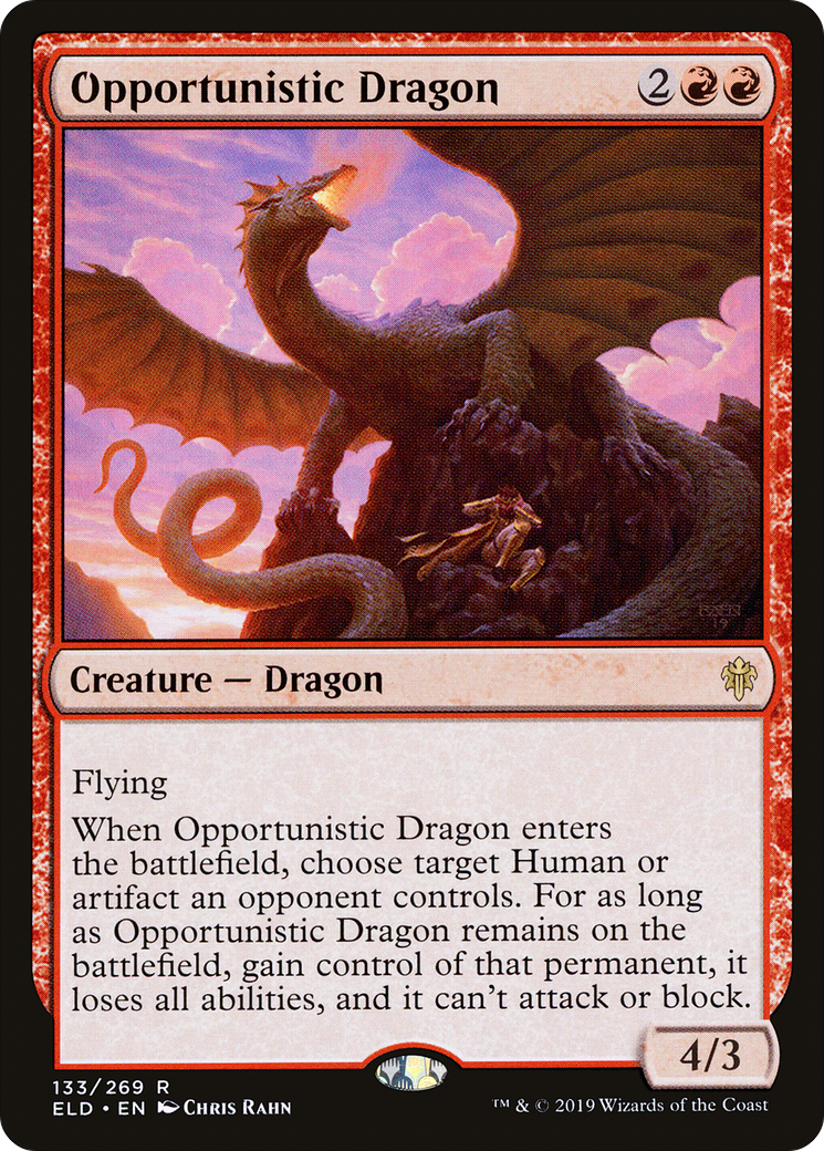 Opportunistic Dragon (ELD-133) - Throne of Eldraine Foil - Premium MTG Single from Wizards of the Coast - Just $0.08! Shop now at Game Crave Tournament Store