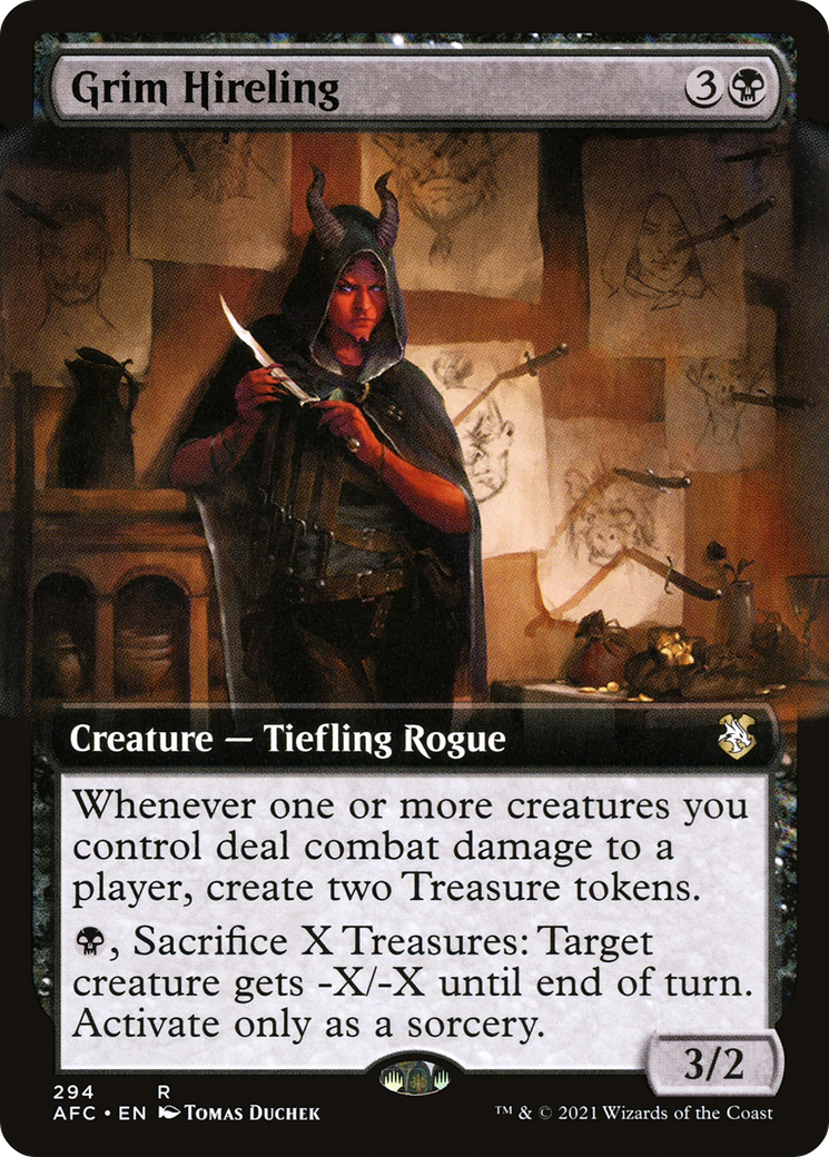 Grim Hireling (AFC-294) - Forgotten Realms Commander: (Extended Art) - Premium MTG Single from Wizards of the Coast - Just $13.91! Shop now at Game Crave Tournament Store