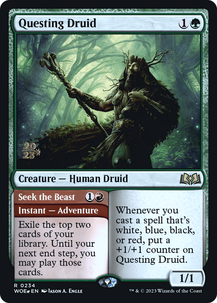 Questing Druid // Seek the Beast (PWOE-234S) - Wilds of Eldraine Promos Foil - Premium MTG Single from Wizards of the Coast - Just $3.83! Shop now at Game Crave Tournament Store