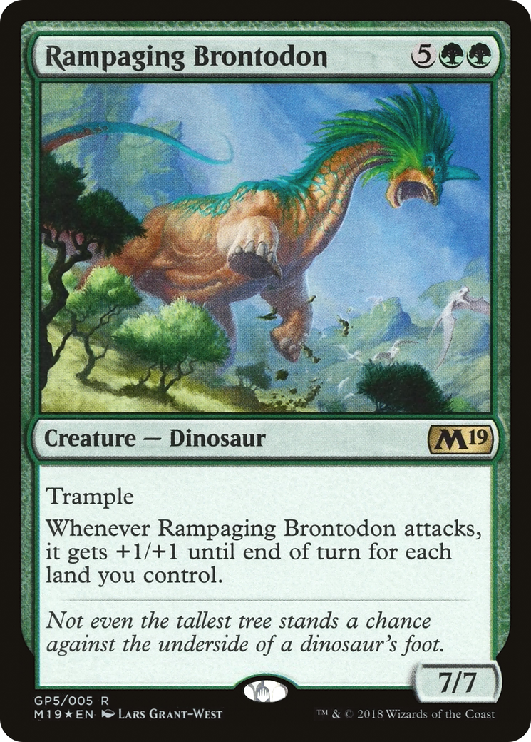Rampaging Brontodon (G18-GP5) - M19 Gift Pack Foil - Premium MTG Single from Wizards of the Coast - Just $0.10! Shop now at Game Crave Tournament Store