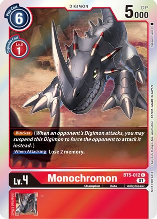 Monochromon (ST-11 Special Entry Pack) (BT5-012) - Battle of Omni Foil - Premium Digimon Single from Bandai - Just $0.08! Shop now at Game Crave Tournament Store