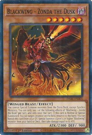 Game Crave Tournament Store - Blackwing - Zonda the Dusk (DABL-EN005) - Darkwing Blast 1st Edition Game Crave Tournament Store - Blackwing - Zonda the Dusk (DABL-EN005) - Darkwing Blast 1st Edition