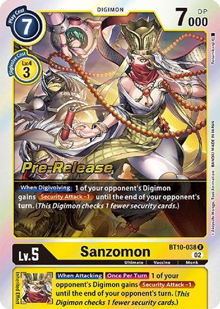 Sanzomon (BT10-038) - Xros Encounter Pre-Release Cards Foil - Premium Digimon Single from Bandai - Just $0.16! Shop now at Game Crave Tournament Store
