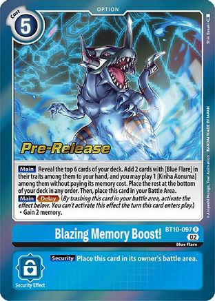 Blazing Memory Boost! (BT10-097) - Xros Encounter Pre-Release Cards Foil - Premium Digimon Single from Bandai - Just $0.46! Shop now at Game Crave Tournament Store