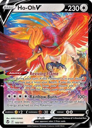 Ho-Oh V 140/195 - Silver Tempest Holofoil - Premium Pokemon Single from Nintendo - Just $0.70! Shop now at Game Crave Tournament Store