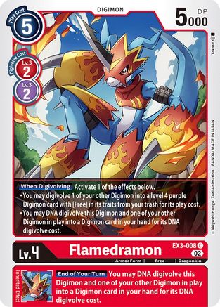 digimon card game draconic roar Digimon Trading Card Game Draconic Roar Common Flamedramon EX3-008
