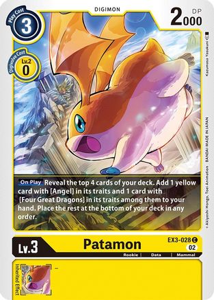 Patamon (EX3-028) - Draconic Roar - Premium Digimon Single from Bandai - Just $0.21! Shop now at Game Crave Tournament Store