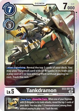 Tankdramon (EX3-051) - Draconic Roar Foil - Premium Digimon Single from Bandai - Just $0.27! Shop now at Game Crave Tournament Store