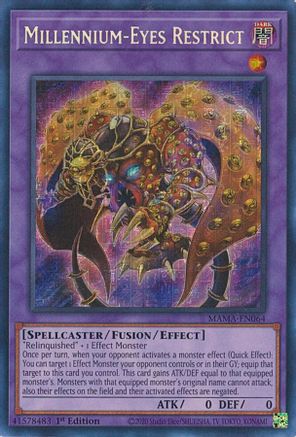 Millennium-Eyes Restrict (Secret Pharaoh's Rare) (MAMA-EN064) - Magnificent Mavens 1st Edition - Premium Yugioh Single from Konami - Just $59.46! Shop now at Game Crave Tournament Store