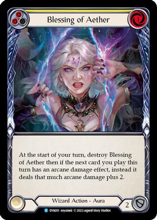 Blessing of Aether (Yellow) (DYN201) - Dynasty Rainbow Foil - Premium Flesh And Blood Single from Legend Story Studios - Just $0.25! Shop now at Game Crave Tournament Store