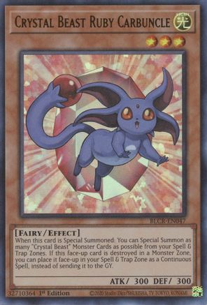 Crystal Beast Ruby Carbuncle (BLCR-EN047) - Battles of Legend: Crystal Revenge 1st Edition - Premium Yugioh Single from Konami - Just $0.25! Shop now at Game Crave Tournament Store