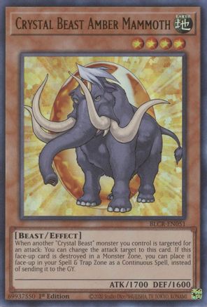 Crystal Beast Amber Mammoth (BLCR-EN051) - Battles of Legend: Crystal Revenge 1st Edition - Premium Yugioh Single from Konami - Just $0.25! Shop now at Game Crave Tournament Store