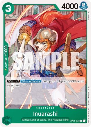 Inuarashi (OP01-034) - Romance Dawn - Premium One Piece Single from Bandai - Just $0.08! Shop now at Game Crave Tournament Store