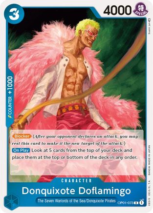 Donquixote Doflamingo (073) (OP01-073) - Romance Dawn Foil - Premium One Piece Single from Bandai - Just $0.47! Shop now at Game Crave Tournament Store
