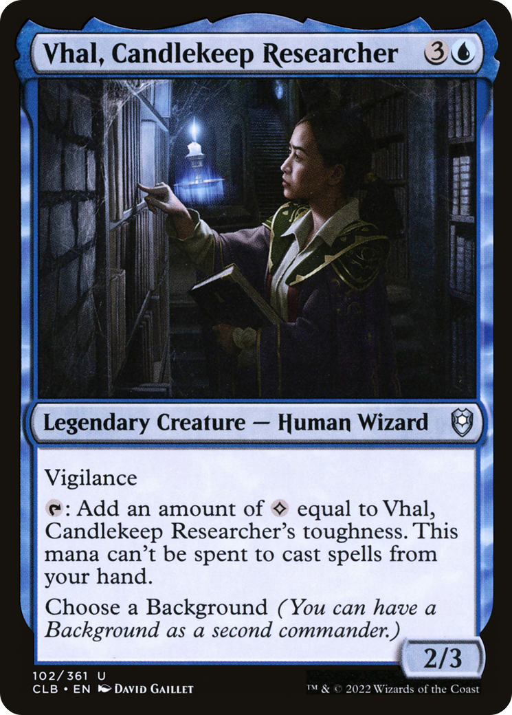 Vhal, Candlekeep Researcher (CLB-102) - Commander Legends: Battle for Baldur's Gate - Premium MTG Single from Wizards of the Coast - Just $0.25! Shop now at Game Crave Tournament Store