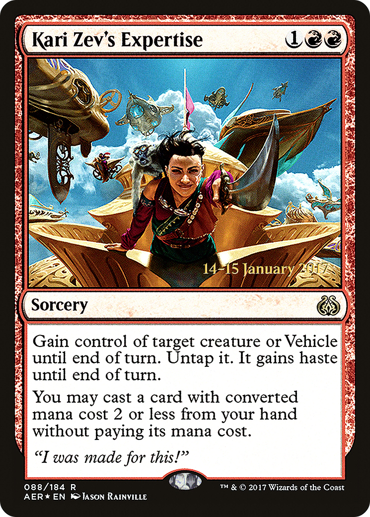 Kari Zev's Expertise (PAER-88S) - Aether Revolt Promos Foil - Premium MTG Single from Wizards of the Coast - Just $1.31! Shop now at Game Crave Tournament Store