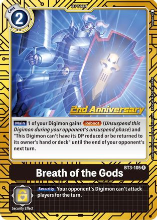 Breath of the Gods (2nd Anniversary Card Set) (BT3-105) - Release Special Booster Foil - Premium Digimon Single from Bandai - Just $1.43! Shop now at Game Crave Tournament Store