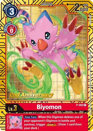 Biyomon - P-002 (2nd Anniversary Card Set) (P-002) - Digimon Promotion Cards Foil - Premium Digimon Single from Bandai - Just $0.17! Shop now at Game Crave Tournament Store