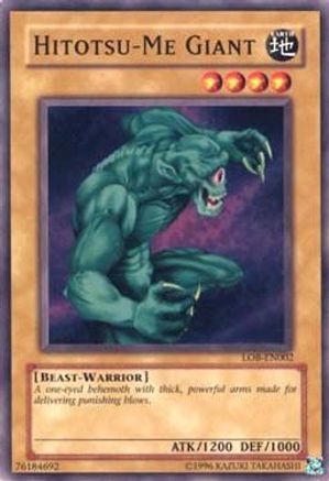 Hitotsu-Me Giant (LOB-EN002) - Legend of Blue Eyes White Dragon (Worldwide English) Unlimited - Premium Yugioh Single from Konami - Just $0.30! Shop now at Game Crave Tournament Store
