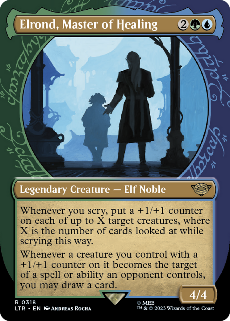 Elrond, Master of Healing (LTR-318) - The Lord of the Rings: Tales of Middle-earth: (Showcase) (Borderless) - Premium MTG Single from Wizards of the Coast - Just $0.25! Shop now at Game Crave Tournament Store