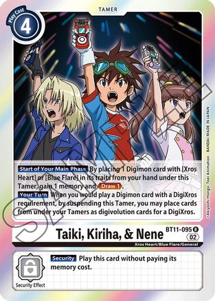 Taiki, Kiriha, & Nene (BT11-095) - Dimensional Phase Foil - Premium Digimon Single from Bandai - Just $1.60! Shop now at Game Crave Tournament Store