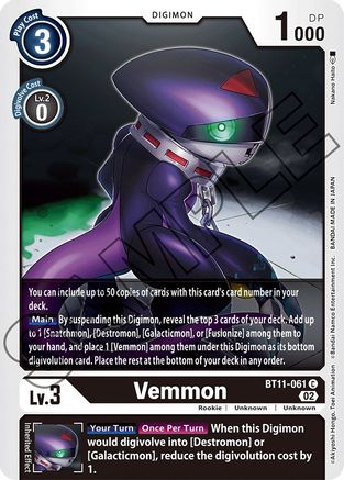 Vemmon (BT11-061) - Dimensional Phase - Premium Digimon Single from Bandai - Just $3.25! Shop now at Game Crave Tournament Store
