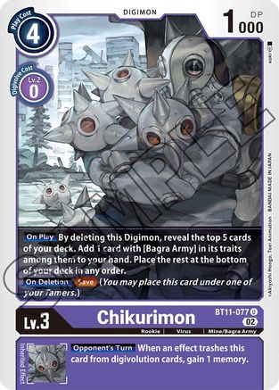 Chikurimon (BT11-077) - Dimensional Phase Foil - Premium Digimon Single from Bandai - Just $0.25! Shop now at Game Crave Tournament Store