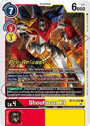 Shoutmon X3 (BT11-012) - Dimensional Phase Pre-Release Cards - Premium Digimon Single from Bandai - Just $0.41! Shop now at Game Crave Tournament Store