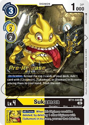 Sukamon (BT11-040) - Dimensional Phase Pre-Release Cards Foil - Premium Digimon Single from Bandai - Just $5.22! Shop now at Game Crave Tournament Store