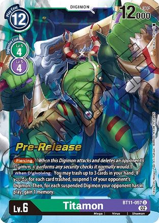 Titamon (BT11-057) - Dimensional Phase Pre-Release Cards Foil - Premium Digimon Single from Bandai - Just $0.74! Shop now at Game Crave Tournament Store