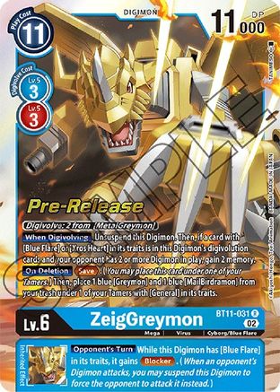 ZeigGreymon (BT11-031) - Dimensional Phase Pre-Release Cards Foil - Premium Digimon Single from Bandai - Just $1.29! Shop now at Game Crave Tournament Store