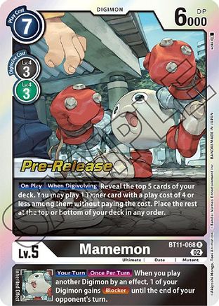 Mamemon (BT11-068) - Dimensional Phase Pre-Release Cards Foil - Premium Digimon Single from Bandai - Just $1.64! Shop now at Game Crave Tournament Store