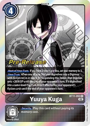 Yuuya Kuga (BT11-093) - Dimensional Phase Pre-Release Cards Foil - Premium Digimon Single from Bandai - Just $0.95! Shop now at Game Crave Tournament Store