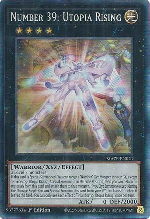 Number 39: Utopia Rising (CR) (MAZE-EN021) - Maze of Memories 1st Edition - Premium Yugioh Single from Konami - Just $2.11! Shop now at Game Crave Tournament Store
