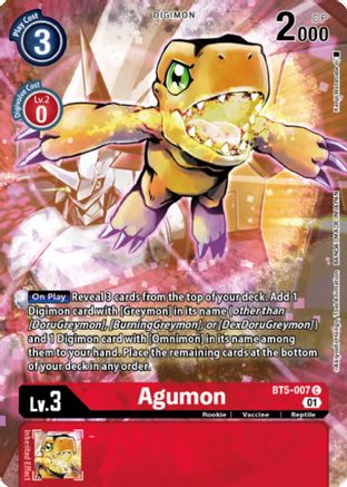 Agumon - BT5-007 (Digimon Royal Knights Card Set) (BT5-007) - Battle of Omni Foil - Premium Digimon Single from Bandai - Just $4.63! Shop now at Game Crave Tournament Store
