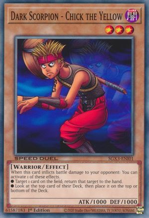 Game Crave Tournament Store - Dark Scorpion - Chick the Yellow (SGX3-ENI01) - Speed Duel GX: Duelists of Shadows 1st Edition Game Crave Tournament Store - Dark Scorpion - Chick the Yellow (SGX3-ENI01) - Speed Duel GX: Duelists of Shadows 1st Edition